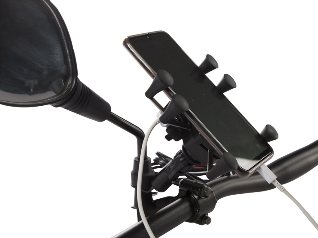 PORTA CELULAR C/CARGADOR DE BATERIA P/ESPEJO (12V)