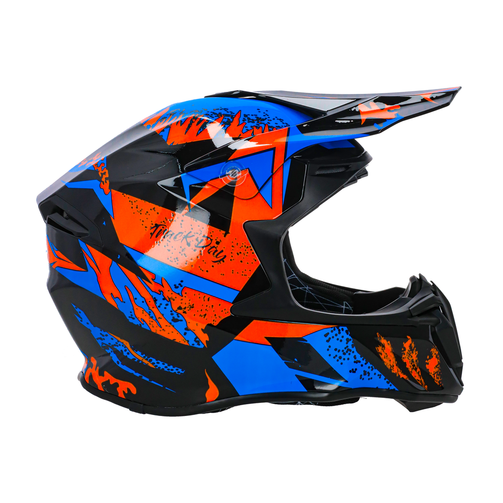 CASCO VIRTUE CROSS CON GRAFITI NARANJA Y CELESTE XL