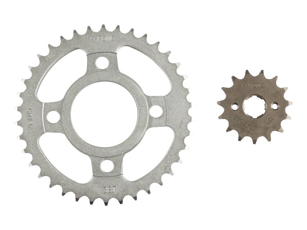 KIT KHROMO CORONA/PIÑON ZANELLA RX150 38T/15T ACERO 1045
